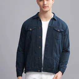 Kuons Avenue Men Solid Washed Patchwork Denim Jacket-image-13