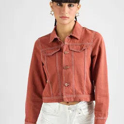 FREAKINS Women No Crop Denim Jacket-image-57