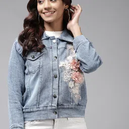 BAESD Washed Cotton Denim Jacket With Patchwork-35