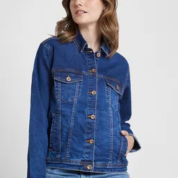 SPYKAR Spread Collar Denim Jacket with Embroidered-image-23