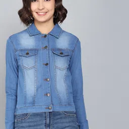 Kotty Women Blue Washed Denim Jacket-picture-21