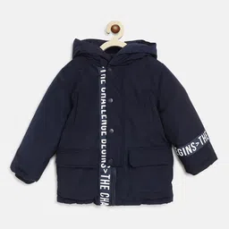 Chicco Boys Navy Blue & White Printed Long Sleeves Hooded Padded Jacket-image-26