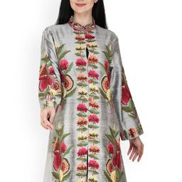 Exotic India Women Floral Crop Tailored Jacket with Patchwork-image-66