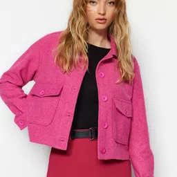 Trendyol Spread Collar Crop Tailored Jacket-14