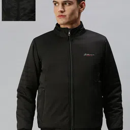 SHOWOFF Men Black Camouflage Reversible Puffer Jacket with Patchwork-image-50