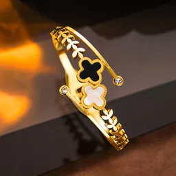 Jewels Galaxy Gold-Plated Stainless Steel Mother of Pearl Bangle-Style Bracelet-11