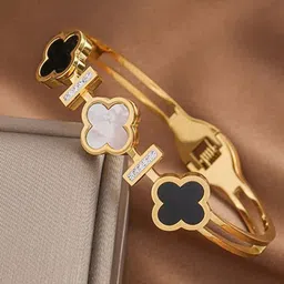 Jewels Galaxy Women Gold-Plated Mother of Pearl Stainless Steel Bangle-Style Bracelet-43