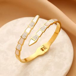 Jewels Galaxy Gold-Plated Stainless Steel Mother of Pearl Cuff Bracelet-15