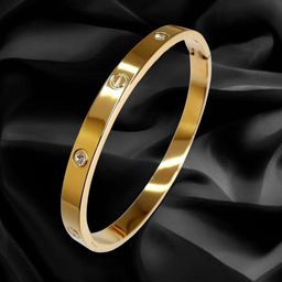 Mali Fionna American Diamond Gold-Plated Kada Bracelet-image-60