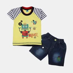V-Mart Infant Boys Printed Cotton T-shirt with Shorts-image-39