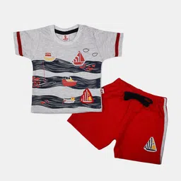 V-Mart Infants Printed Pure Cotton T-shirt with Shorts-17