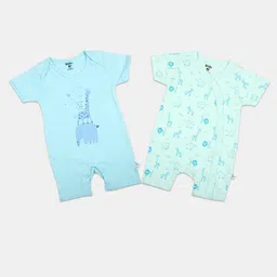 V-Mart Infants Kids Pack of 2 Printed Pure Cotton Rompers-image-51