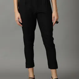 DIVINATION Women Relaxed Straight Leg Straight Fit Pleated Plain Trousers-image-32