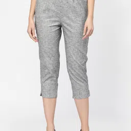 Westwood Women Textured Straight Fit High-Rise Easy Wash Linen Trousers-image-95