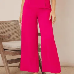 Kotty Women Relaxed Straight Fit High-Rise Easy Wash Pleated Trousers-image-90