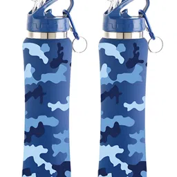 NIRLON Blue 2 Pieces Printed Stainless Steel Single Wall Vacuum Sippers 750 ml Each-image-84