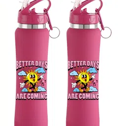 NIRLON Pink 2 Pieces Printed Stainless Steel Single Wall Vacuum Sippers 750 ml Each-image-78