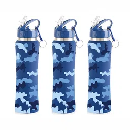 NIRLON Blue 3 Pieces Printed Stainless Steel Single Wall Vacuum Sippers 750 ml Each-image-59