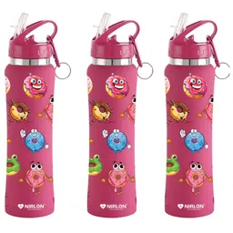 NIRLON Pink 3 Pieces Printed Stainless Steel Single Wall Vacuum Sippers 750 ml Each-image-80