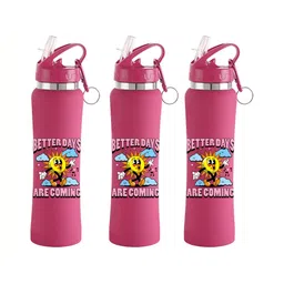 NIRLON Pink & Yellow 3 Pieces Printed Stainless Steel Sipper Water Bottle 750 ml-image-95