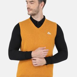Monte Carlo Men Yellow Striped Lambs Wool Sweater Vest-image-52