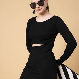 Rigo Printed Cut-Out Detailed Bodycon Mini Dress-image-32
