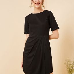 RARE Black Round Neck Sheath Dress-image-65