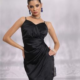 Tokyo Talkies Black Shoulder Straps Sheath Dress-image-83
