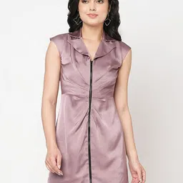 MISH Mauve Shirt Collar Sheath Dress-image-58