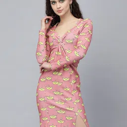 KASSUALLY Front Twist Print Sheath Dress-image-57