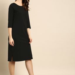 DressBerry Women Black Solid Sheath Dress-picture-6