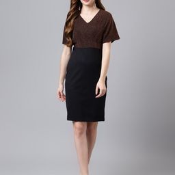 Latin Quarters Embellished V-Neck Flared Sleeves Sheath Party Dress-image-43
