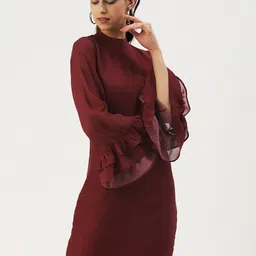 DressBerry Solid Georgette Sheath Dress-image-41