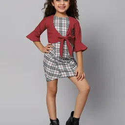 Macwin Girls Checked Sheath Dress-image-57