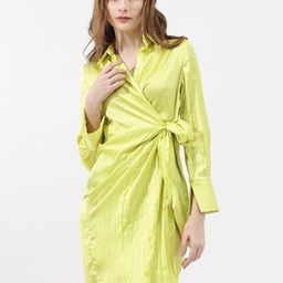 RAREISM Shirt Collar Long Sleeves Wrap Dress-picture-27