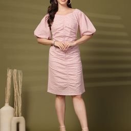 Rue Collection Women Checked Cotton Sheath Knee Length Dress-image-12