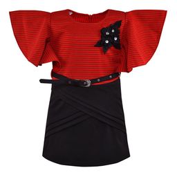 Wish Karo Girls Corsage Detailed Flared Sleeves Cotton Sheath Dress-image-21