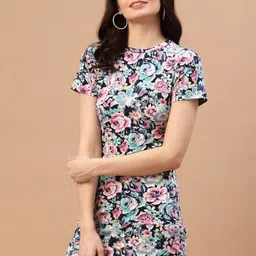Strong And Brave Women Multicolored Floral Odour Free Mini Sheath Dress-30