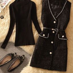 Alamode By Akanksha Lola Set of Top and Woolen Tweed Dress-image-46