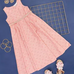 AKKRITI BY PANTALOONS Girls Geometric Printed Sleeveless Fit and Flare Dress-picture-28