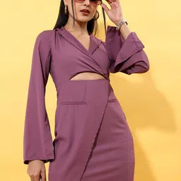 Tokyo Talkies Lapel Collar Cut Out Mini Sheath Dress-image-51