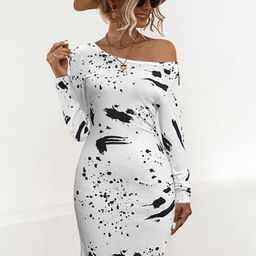 StyleCast x Revolte White One Shoulder Print Sheath Dress-image-20