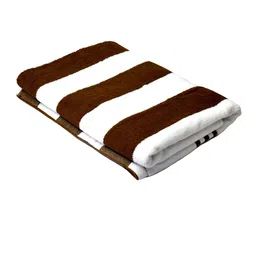 Tranquil square Brown & White Striped 650 GSM Cotton Bath Towel-2