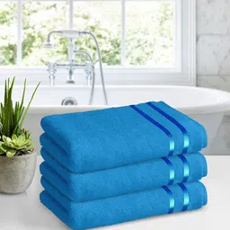 Story@home Set of 3 Blue Pure Cotton 450 GSM Bath Towel-17