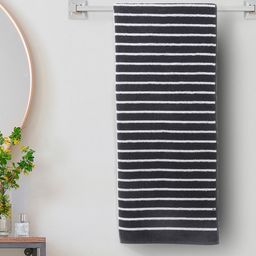 Home Centre Grey 150 GSM Cotton Striped Bath Towel-23
