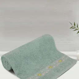 LUSH & BEYOND Teal & Yellow Striped Pure Cotton 500 GSM Bath Towel-picture-7