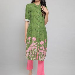 AURELIA Women Green Floral Printed Kurta-picture-18