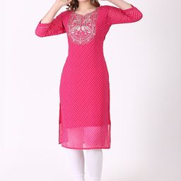 Tulip Eden Leheriya Yoke Design Thread Work Georgette Straight Kurta-image-95