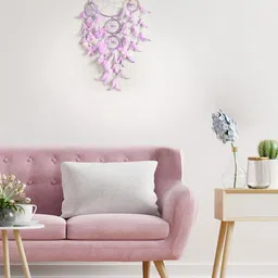 DULI Purple & Pink Dream Catcher Hanging With Light Windchimes-1