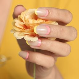LICK 24 Pcs Classic French Manicure Press On Nails With Application Kit - Pastel Pink-7